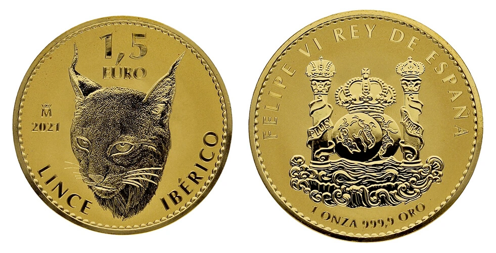 Moneda de oro bullion Lince Ibérico