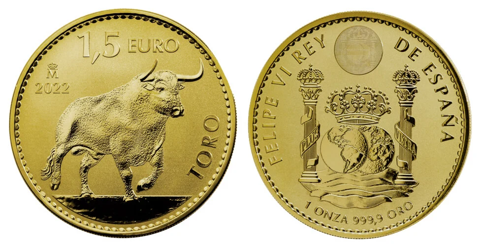 Moneda de oro bullion toro españa