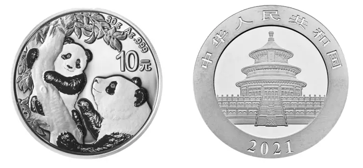 Panda chino moneda de plata